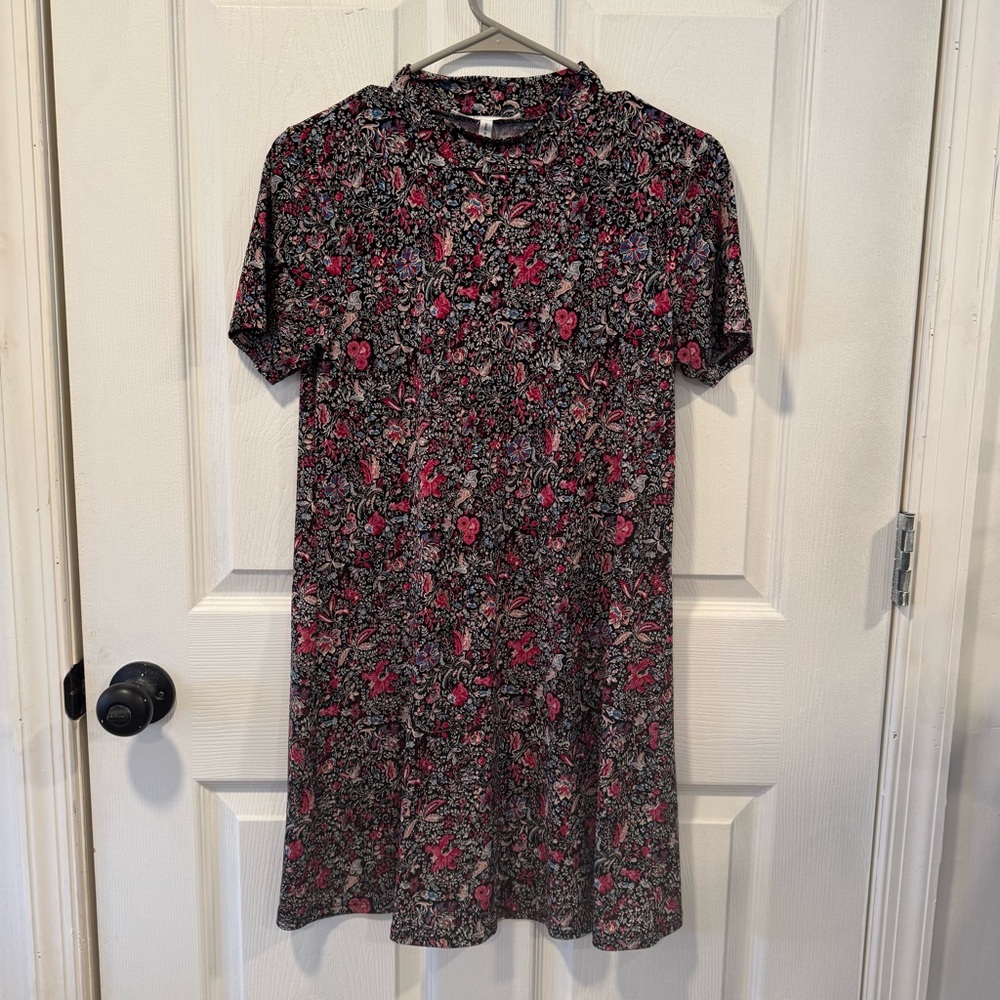 BCBGeneration Floral Short Sleeve Dress Black Multicolor Women’s Small